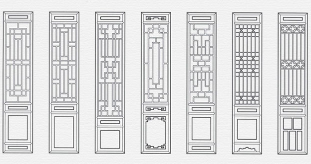 山阳常用中式仿古花窗图案隔断设计图